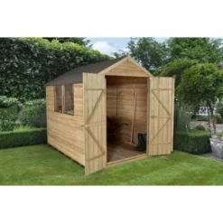 Forest Overlap 8 X 6ft Pressure Treated Apex Shed - Double Door -Garden Care Tools Deals Store 12810912 2074833194705019