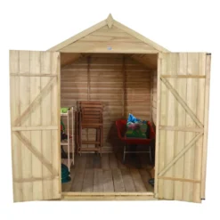 Forest Overlap 8 X 6ft Pressure Treated Apex Shed - Double Door -Garden Care Tools Deals Store 12810912 2564833194596428