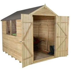 Forest Overlap 8 X 6ft Pressure Treated Apex Shed - Double Door -Garden Care Tools Deals Store 12810912 4234833194535312