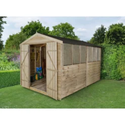 8x12ft Forest Natural Timber Overlap Apex Wooden Workshop -Garden Care Tools Deals Store 12810929 1294833199455747