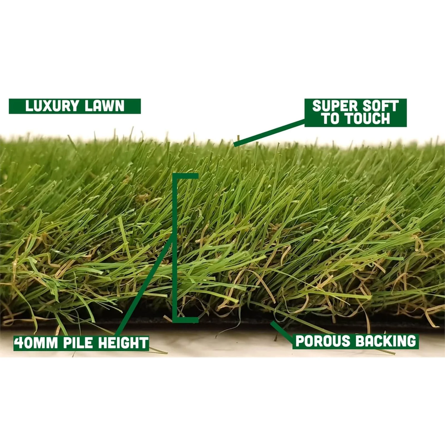 Nomow 40mm Luxury Lawn Artificial Grass Roll - 4m Width 2 Nomow 40mm Luxury Lawn Artificial Grass Roll - 4m Width - Image 2