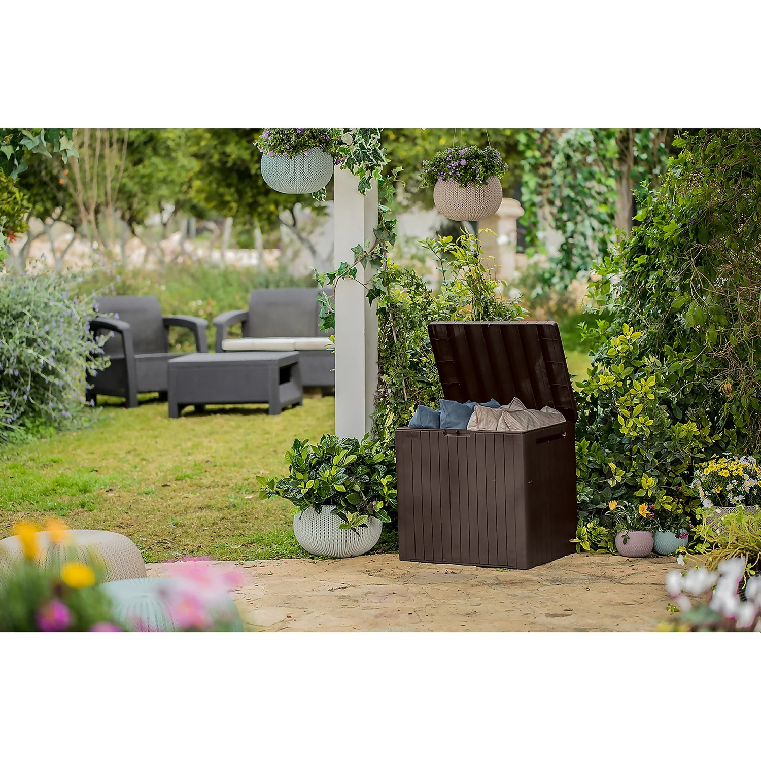 Keter City Outdoor Garden Storage Box 113L - Brown 5 Keter City Outdoor Garden Storage Box 113L - Brown - Image 5