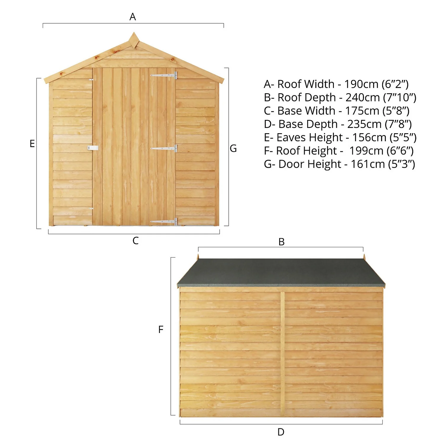 Mercia 8 X 6ft Overlap Apex Windowless Shed 9 Mercia 8 X 6ft Overlap Apex Windowless Shed - Image 9
