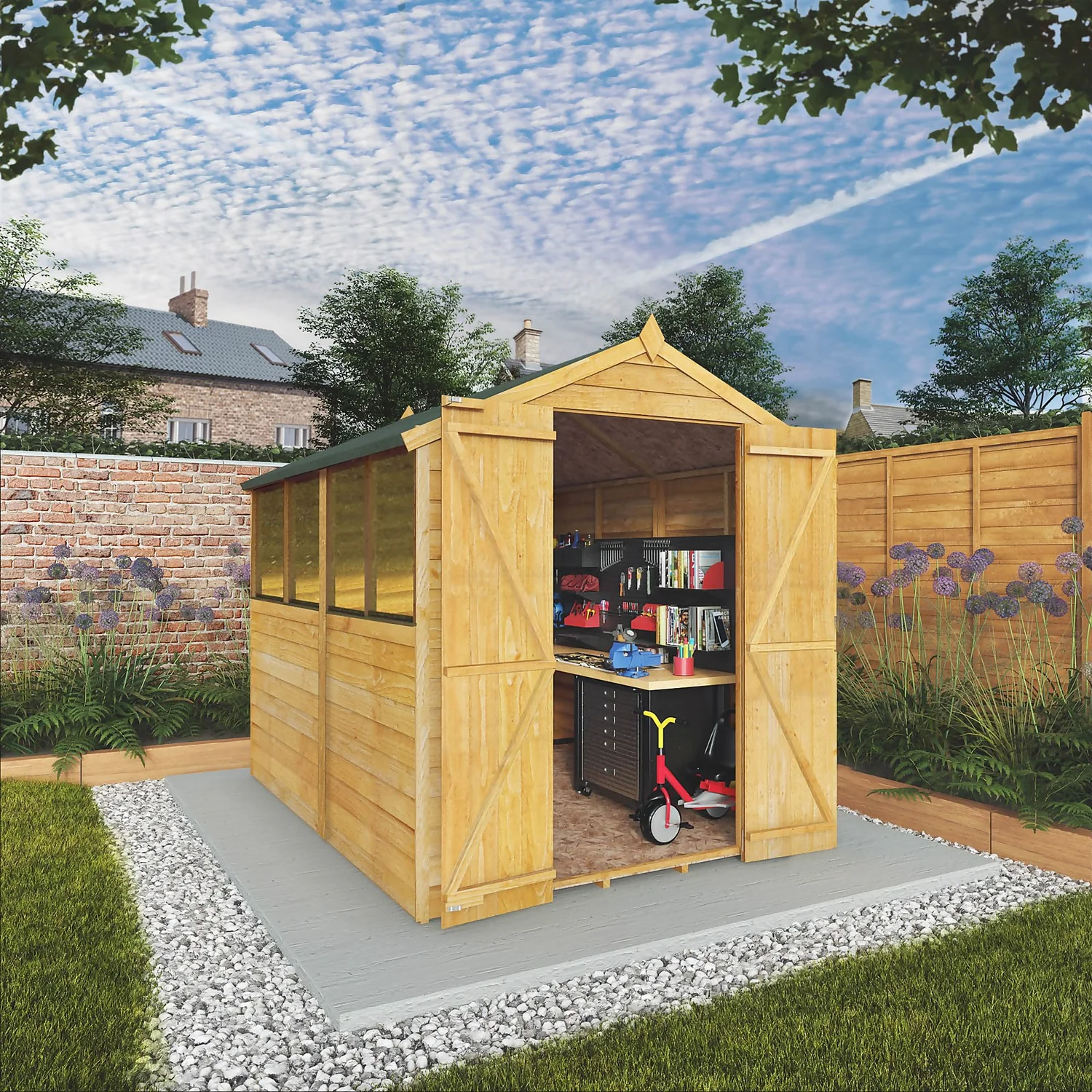 Mercia 8 X 6ft Overlap Double Door Apex Shed 2 Mercia 8 X 6ft Overlap Double Door Apex Shed - Image 2