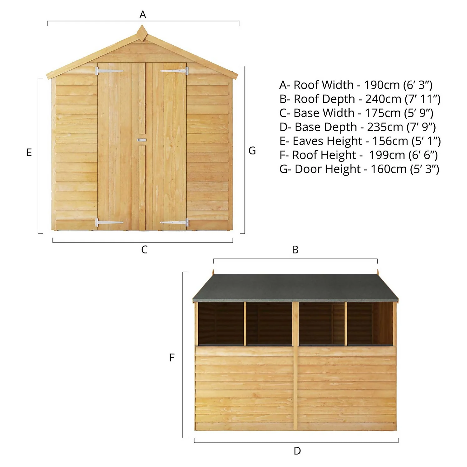 Mercia 8 X 6ft Overlap Double Door Apex Shed 9 Mercia 8 X 6ft Overlap Double Door Apex Shed - Image 9