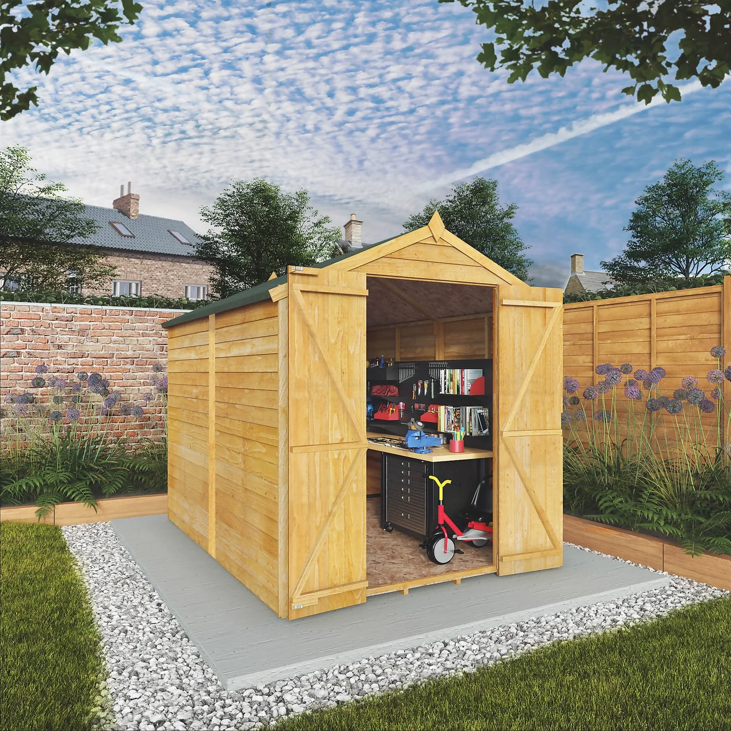Mercia 8 X 6ft Overlap Double Door Apex Windowless Shed 2 Mercia 8 X 6ft Overlap Double Door Apex Windowless Shed - Image 2