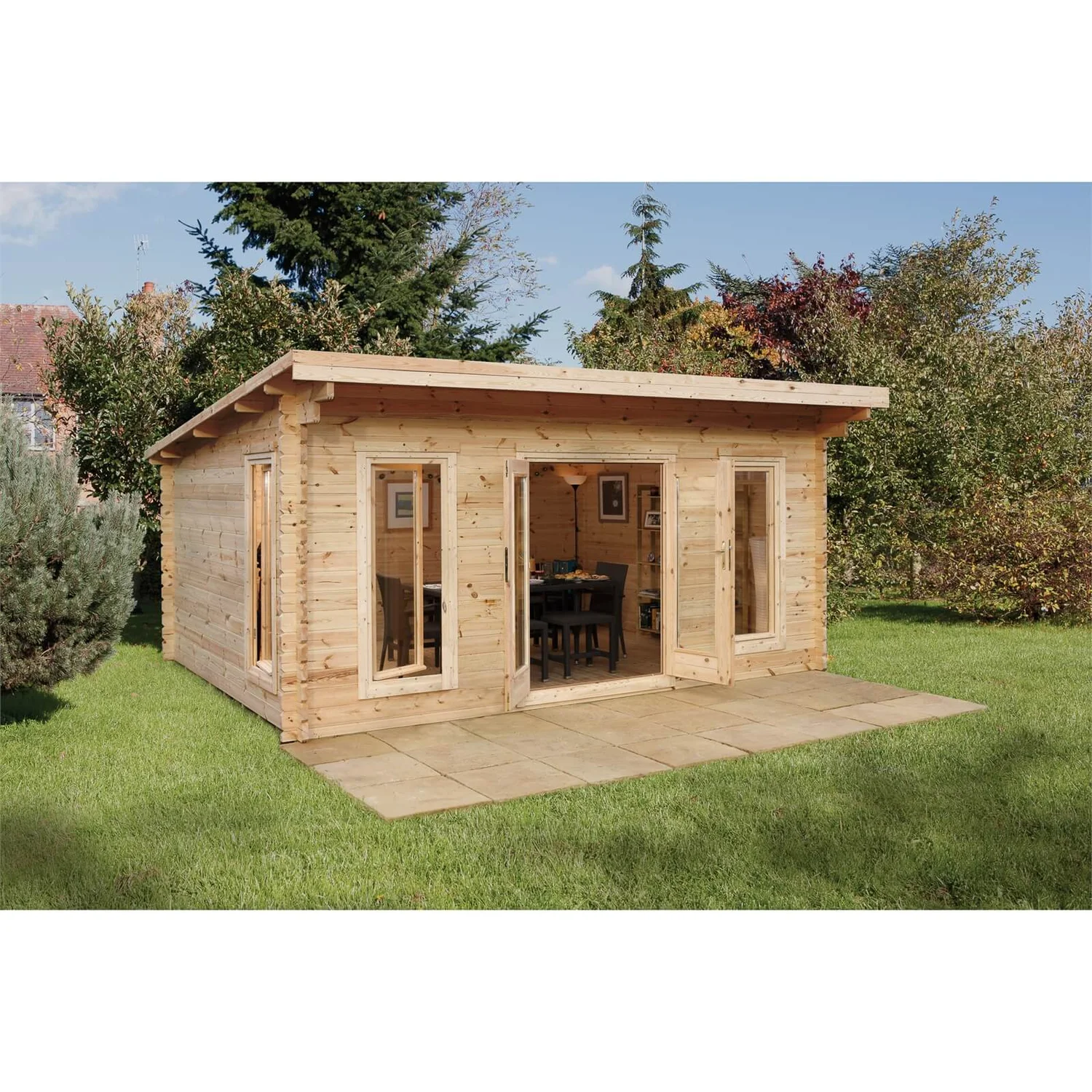 Forest Mendip 5.0m X 4.0m Log Cabin Double Glazed, 24kg Polyester Felt, Plus Underlay - Installation Included 2 Forest Mendip 5.0m X 4.0m Log Cabin Double Glazed, 24kg Polyester Felt, Plus Underlay - Installation Included - Image 2