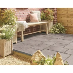 Stylish Stone Chantry Paving Patio Kit 10.22 Sqm Graphite -Garden Care Tools Deals Store 12875994 4274843737945243
