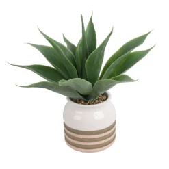 Artificial Aloe Vera In Striped Pot -Garden Care Tools Deals Store 12879278 1824858347884700