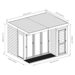 Country Living Overton 10 X 8ft Premium Garden Room Summerhouse With Side Shed Painted + Installation - Aurora Green -Garden Care Tools Deals Store 12881696 8554843887709017