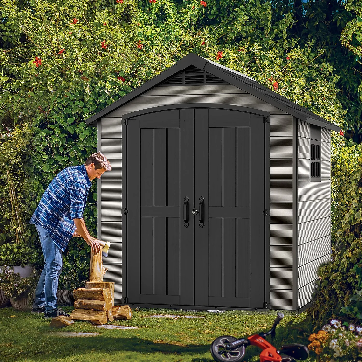 Keter Premier 7 X 7ft Outdoor Garden Apex Storage Shed - Grey 10 Keter Premier 7 X 7ft Outdoor Garden Apex Storage Shed - Grey - Image 10