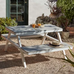 Picnic Bench - White & Grey -Garden Care Tools Deals Store 12885210 1454853415433776