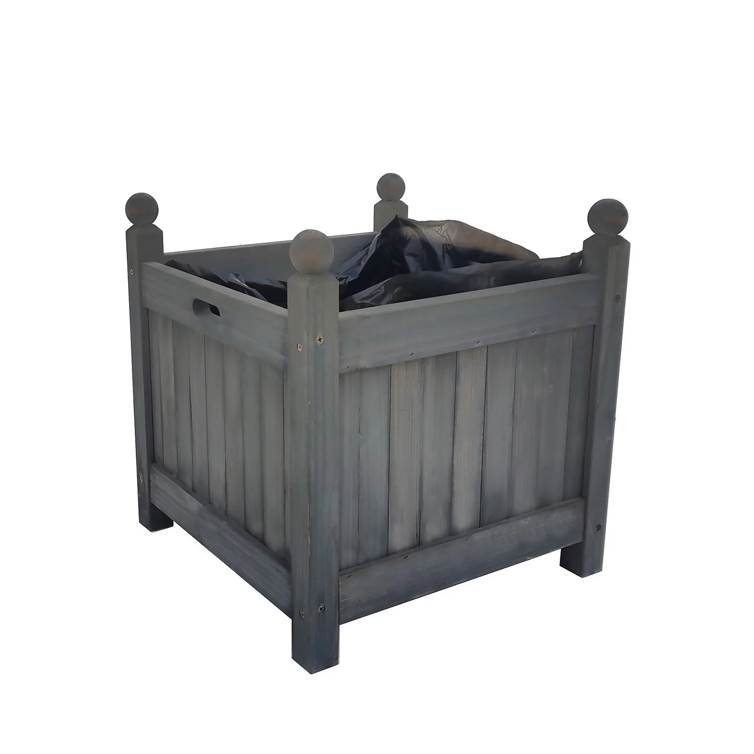 Homebase Medium Wooden Planter Grey 1 Homebase Medium Wooden Planter Grey