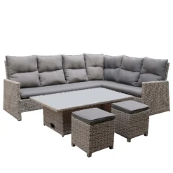 Mortimer Grey Rattan Garden Corner Sofa Set -Garden Care Tools Deals Store 12887790 1205047776415101