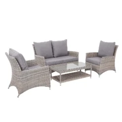 Florence 4 Seater Grey Rattan Garden Sofa Set -Garden Care Tools Deals Store 12887803 1594843689581184