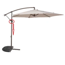 None 3m Overhanging Parasol - Light Grey -Garden Care Tools Deals Store 12888566 1274966185559530