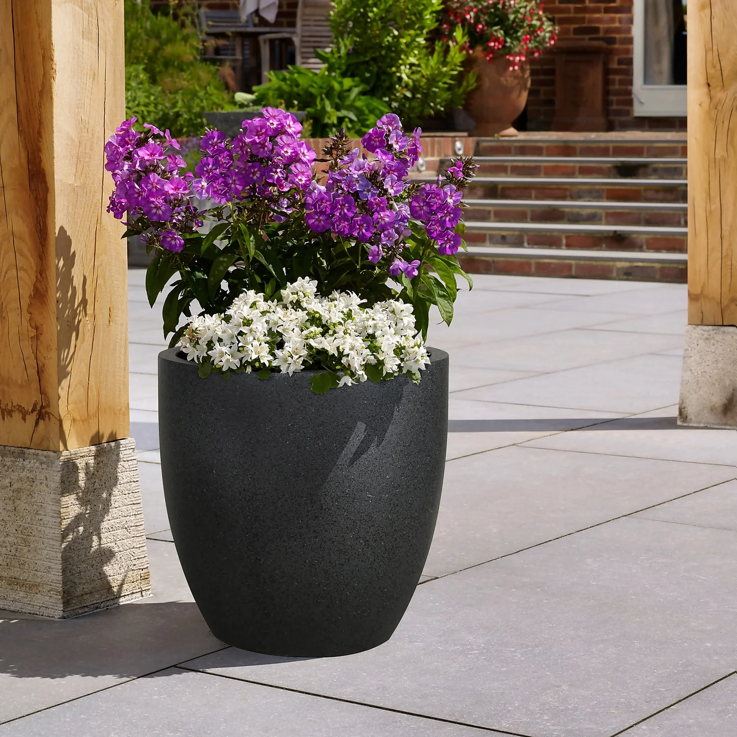 Sierra Black Egg Garden Pot - 32cm 2 Sierra Black Egg Garden Pot - 32cm - Image 2