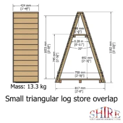Shire Small Triangular Log Store Overlap -Garden Care Tools Deals Store 13082820 4744862456511588