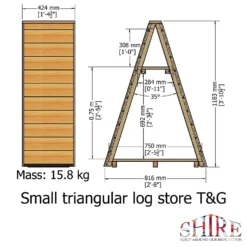 Shire Small Triangular Log Store Tongue And Groove -Garden Care Tools Deals Store 13082825 2104862456565036