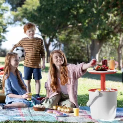 Keter GoBar Outdoor Ice Cooler Table Garden Furniture - Red / White -Garden Care Tools Deals Store 13412934 5744910901735855