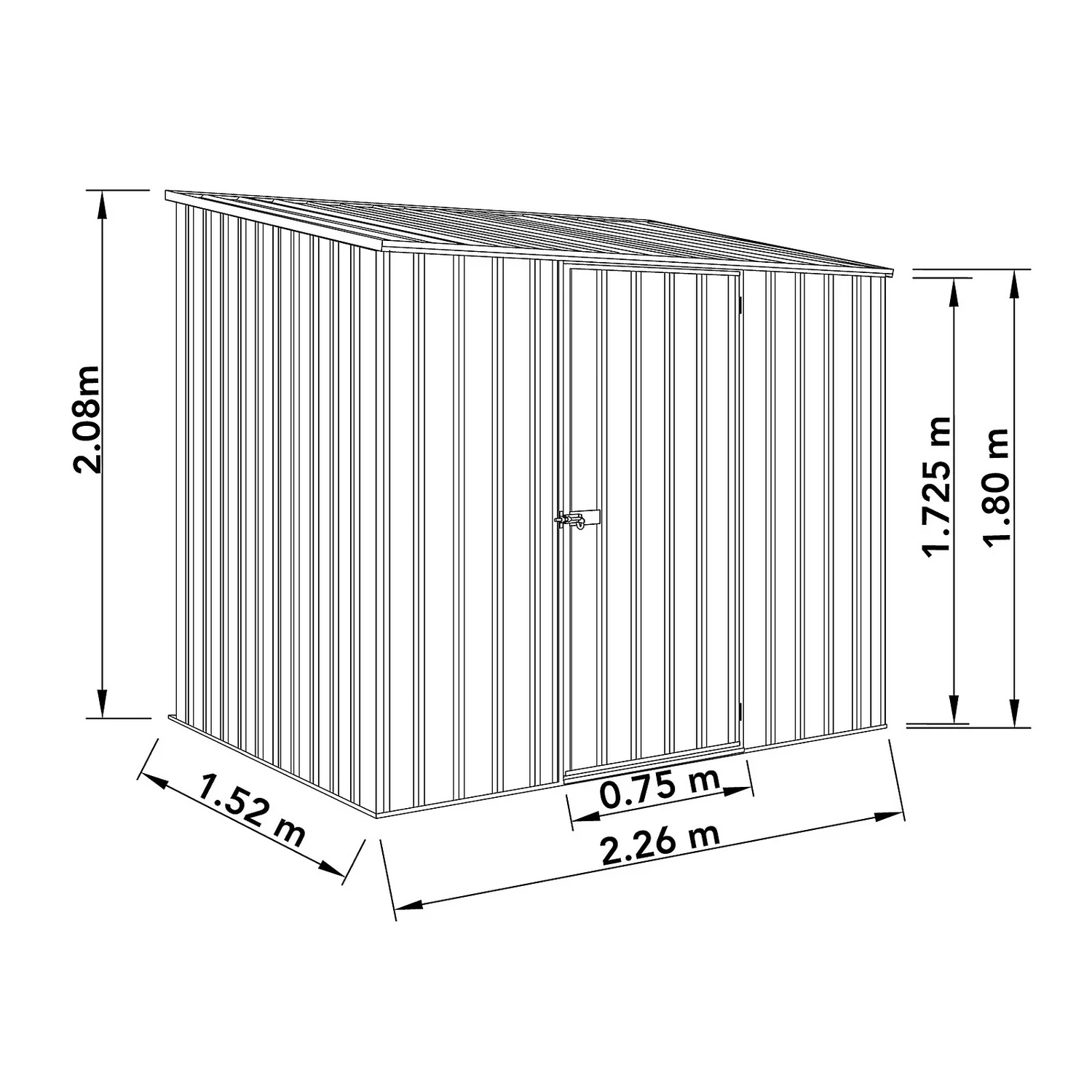 Absco 7.5 X 5ft Space Saver Metal Pent Shed - Grey 3 Absco 7.5 X 5ft Space Saver Metal Pent Shed - Grey - Image 3