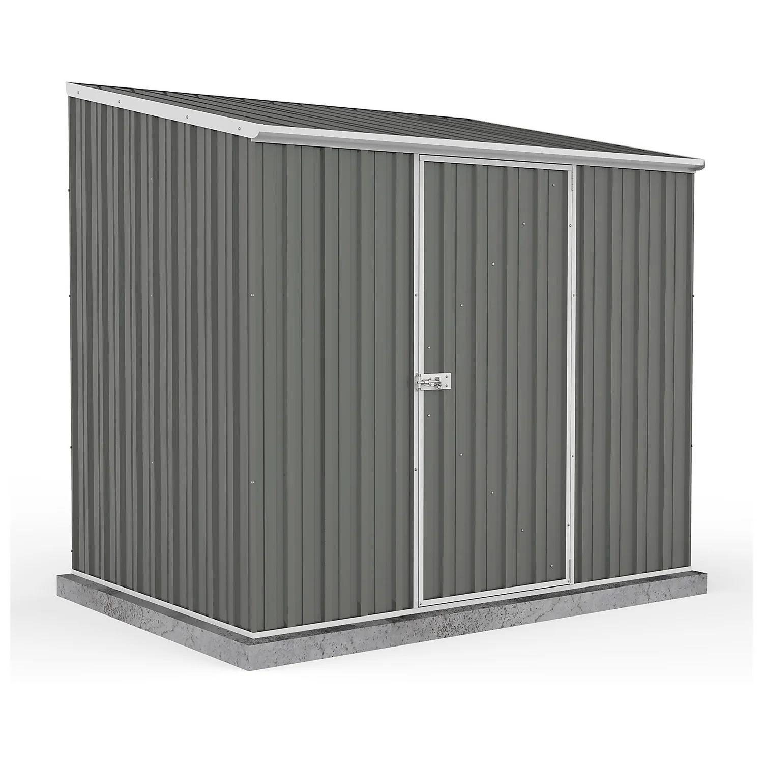 Absco 7.5 X 5ft Space Saver Metal Pent Shed - Grey 1 Absco 7.5 X 5ft Space Saver Metal Pent Shed - Grey