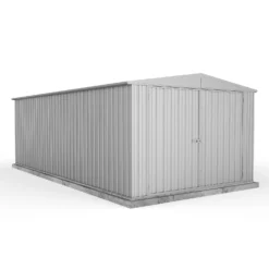 Absco 10 X 20ft Utility Workshop Apex Metal Shed - Zinc