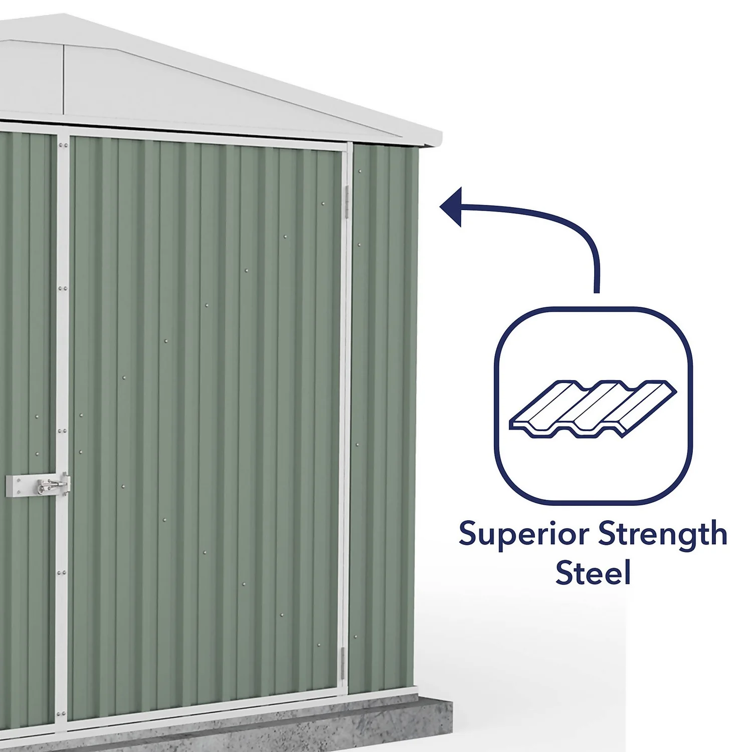 Absco 10 X 15ft Utility Workshop Apex Metal Shed - Green 7 Absco 10 X 15ft Utility Workshop Apex Metal Shed - Green - Image 7
