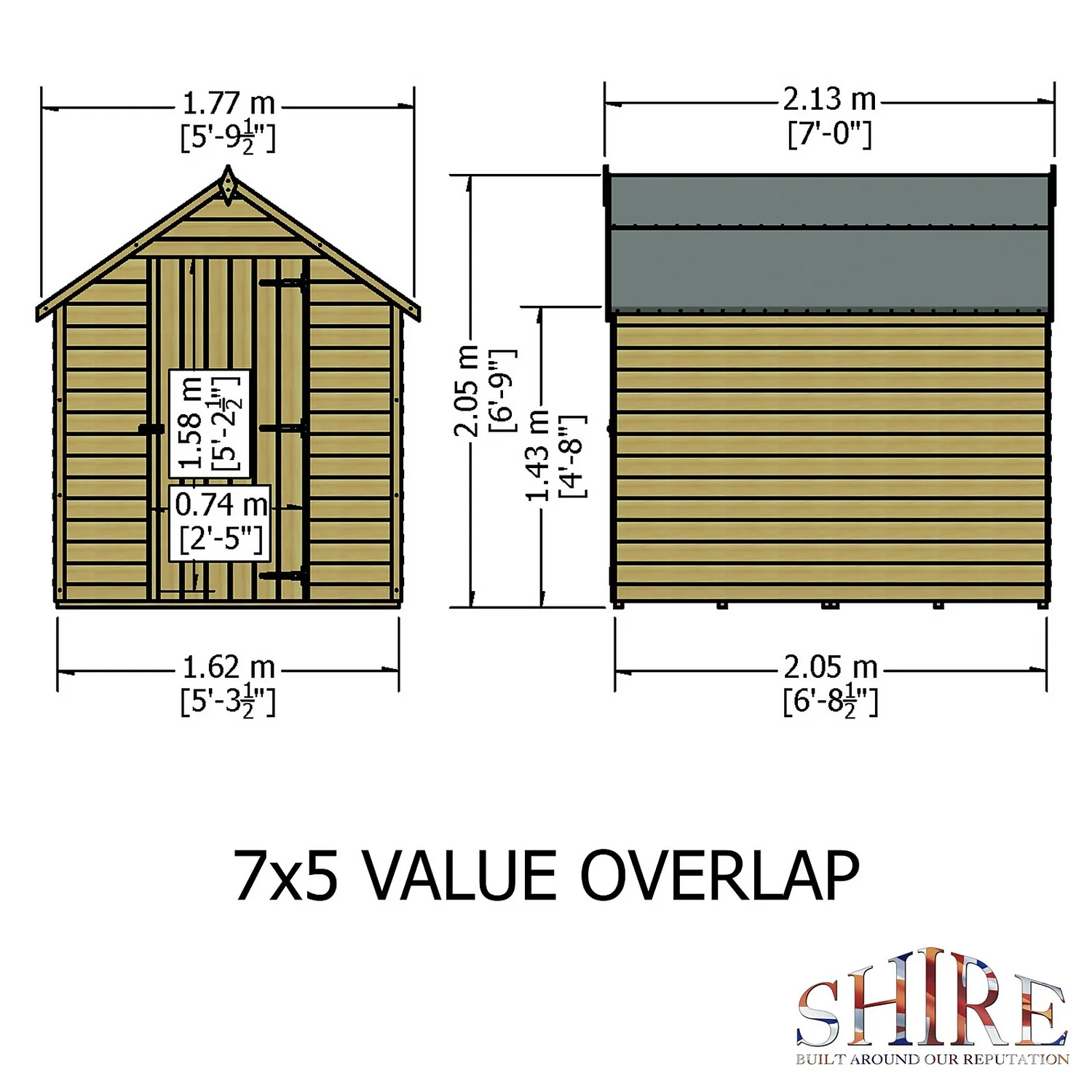 Shire 7x5ft Pressure Treated Garden Shed 3 Shire 7x5ft Pressure Treated Garden Shed - Image 3