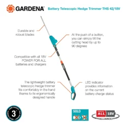 GARDENA Telescopic Cordless 18V Hedge Trimmer -Garden Care Tools Deals Store 13524827 1334936344375021