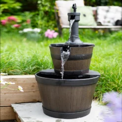 Stylish Fountain Whiskey Barrels Garden Water Feature -Garden Care Tools Deals Store 13944159 3115005845107244