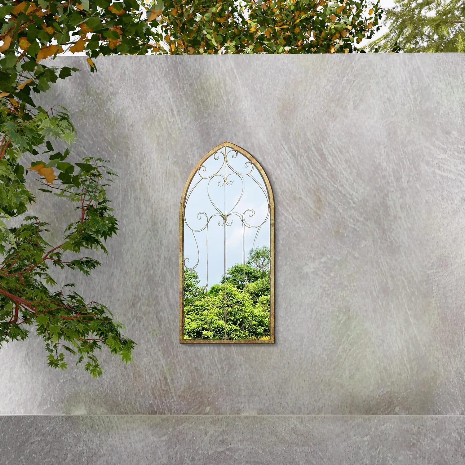 MirrorOutlet Metal Arched Decorative Window Garden Mirror - 100x50cm 2 MirrorOutlet Metal Arched Decorative Window Garden Mirror - 100x50cm - Image 2