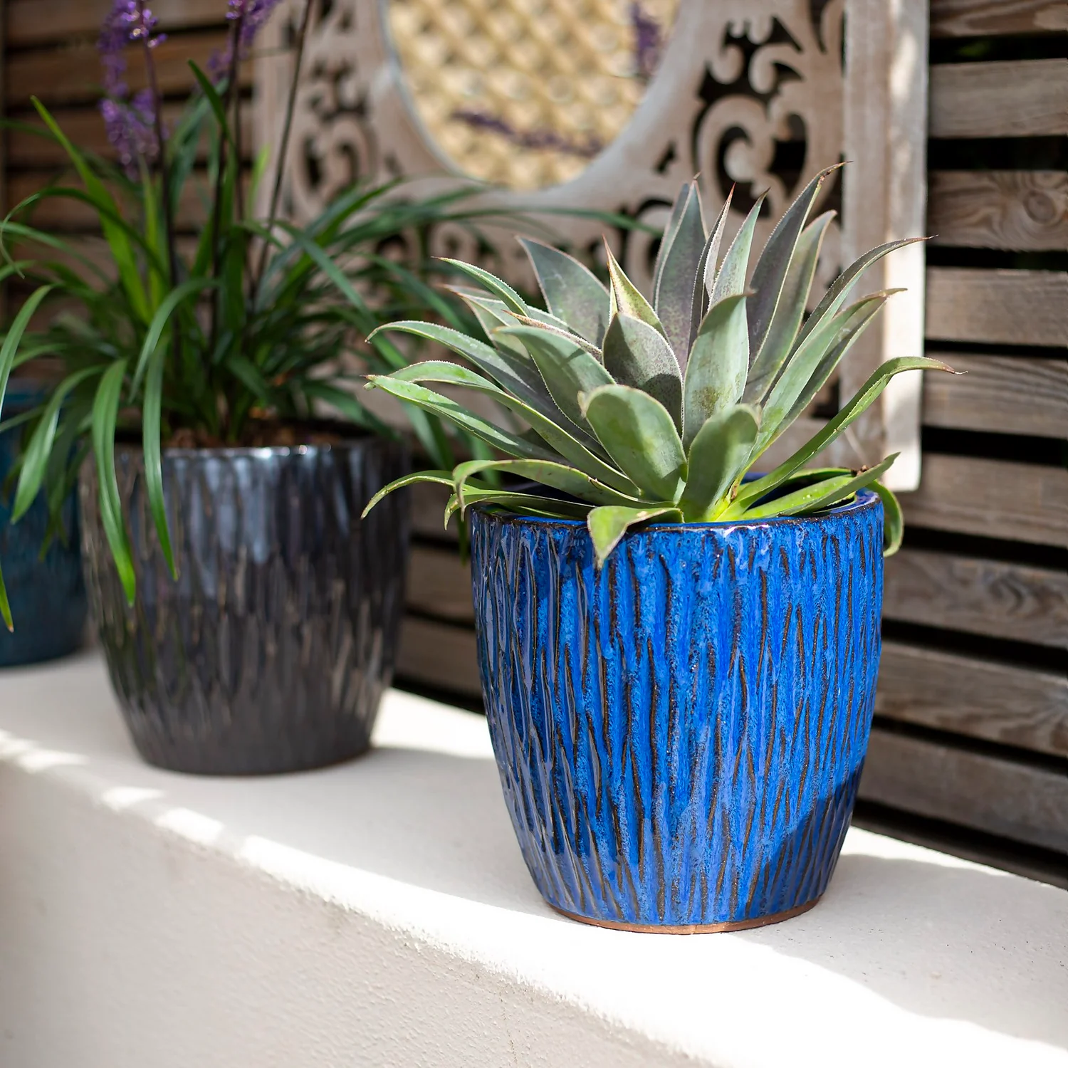Chiswick Textured Pot Blue - 24cm 2 Chiswick Textured Pot Blue - 24cm - Image 2