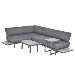 Heba Grey Metal Garden Corner Sofa Set -Garden Care Tools Deals Store 14005702 1465022704651529