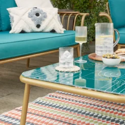 Omari Metal Garden Sofa Set - Teal & Gold 13 Omari Metal Garden Sofa Set - Teal & Gold -Garden Care Tools Deals Store 14005703 1365022638067828