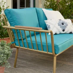 Omari Metal Garden Sofa Set - Teal & Gold 12 Omari Metal Garden Sofa Set - Teal & Gold -Garden Care Tools Deals Store 14005703 3075022638036340