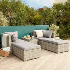 Cairo Grey Rattan Effect Garden Sofa Set