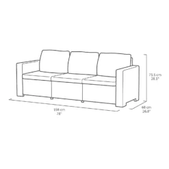 Keter California 3 Seater Outdoor Garden Furniture Chaise Longue - Graphite With Grey Cushions -Garden Care Tools Deals Store 14539593 8735041802298177